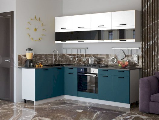 Угловой кухонный гарнитур Техно 1,6х2,4 м Компоновка 4 (Миф)